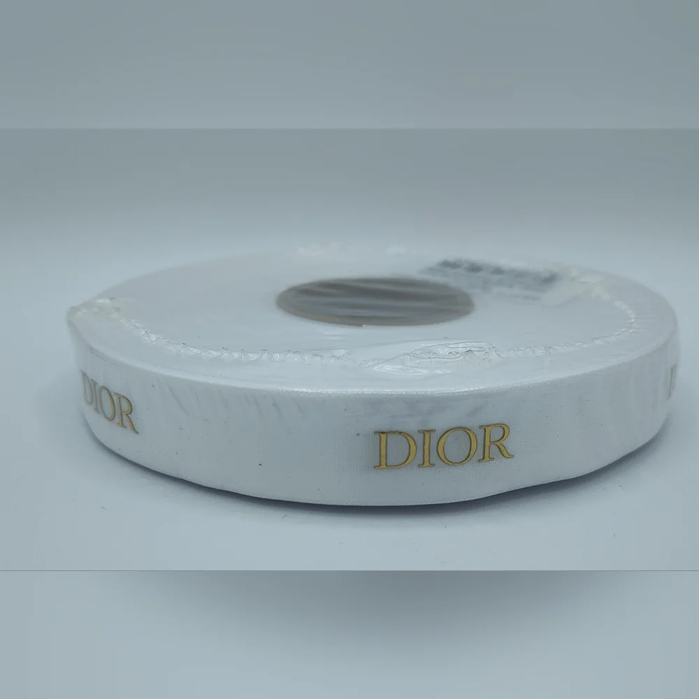 DIOR White Satin Ribbon Six (6) Yards Gold Logo Luxury Boutique Gifting DIY
